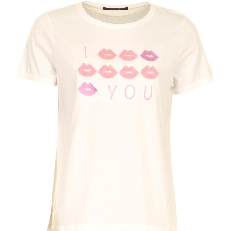 Hyggetoj Missya | Kiss T Shirt - Ivory W. Rose