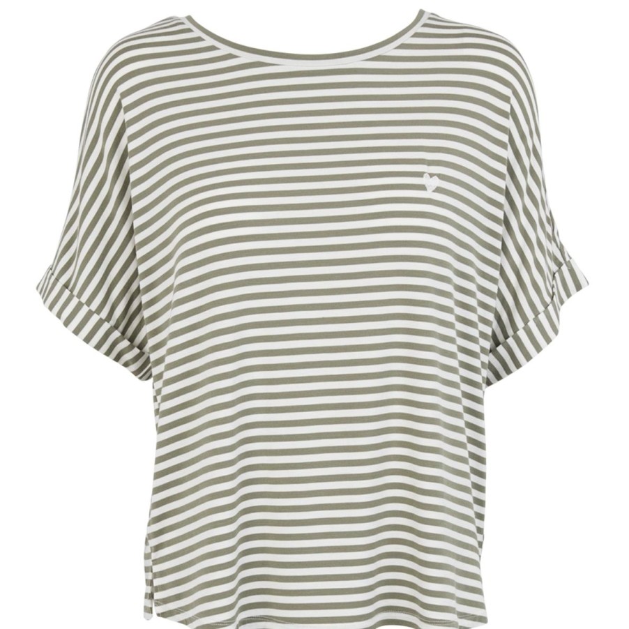 Hyggetoj Missya | Softness Stripe Ss T-Shirt - Deep Lichen Green