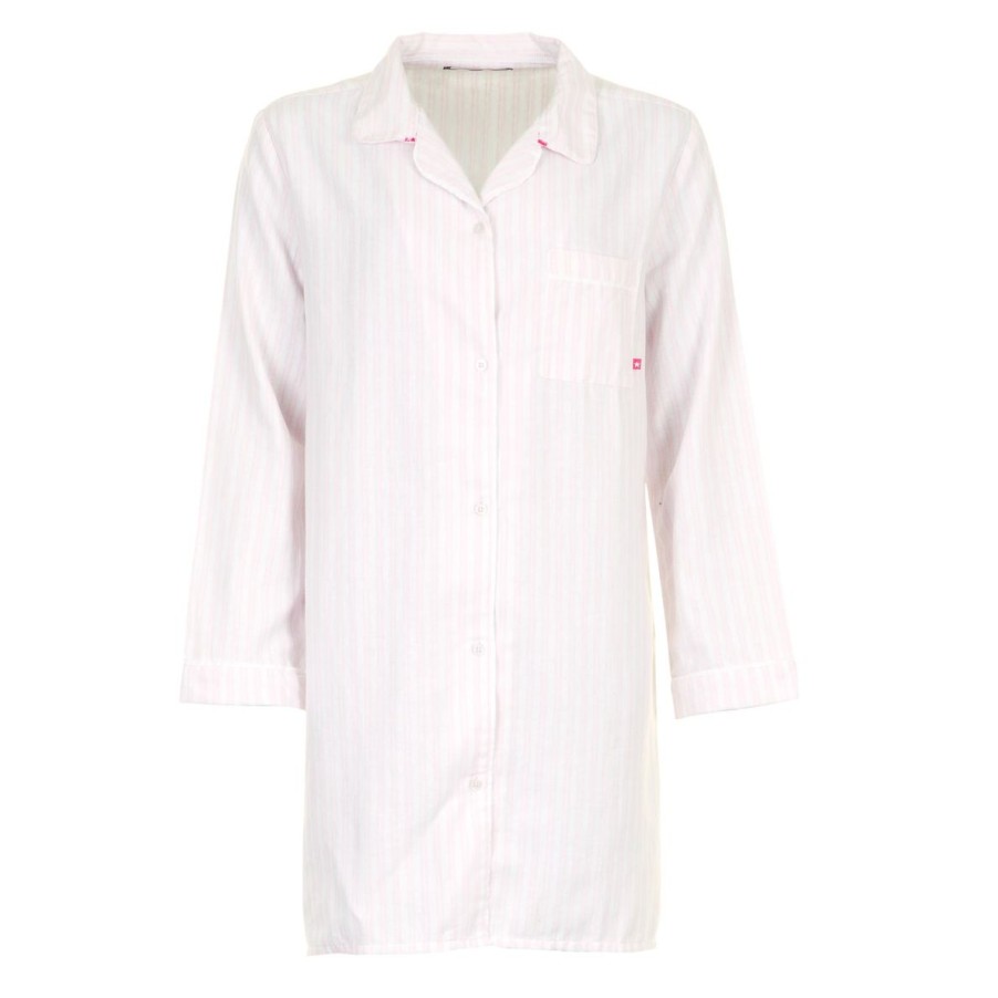 Nattoj Missya | Parker Night Shirt - Ivory/Rose Stripes